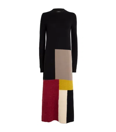 JOSEPH MERINO WOOL-BLEND OVERLAY MIDI DRESS