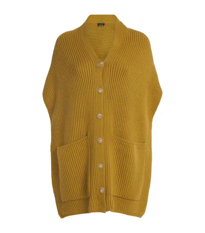 Joseph Merino Wool-cashmere-silk Cardigan-stitch Button Scarf In Gold