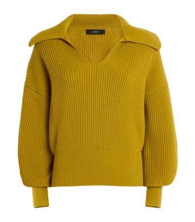 JOSEPH MERINO WOOL-CASHMERE-SILK CARDIGAN-STITCH SWEATER