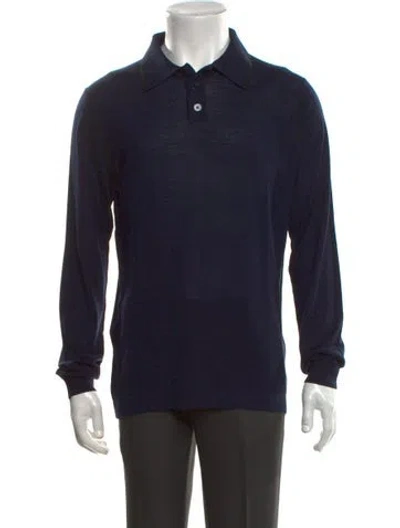 Pre-owned Joseph Merino Wool Collar Polo Shirt In Blue