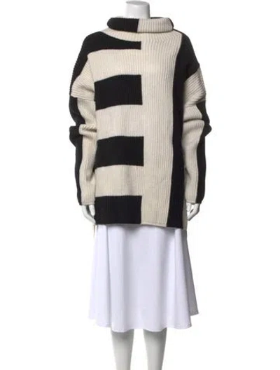 Pre-owned Joseph Merino Wool Colorblock Pattern Sweater In Neutrals