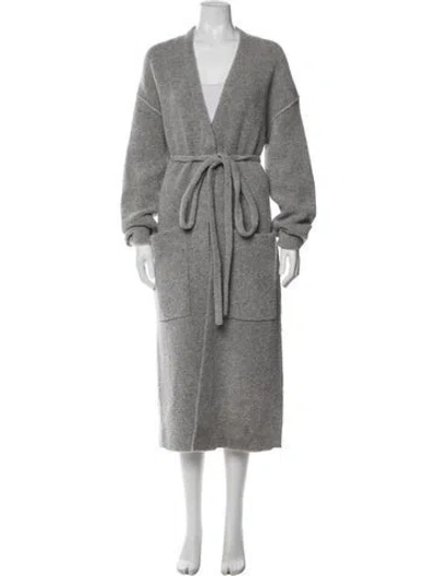 Pre-owned Joseph Merino Wool Faux Fur Coat In Gray