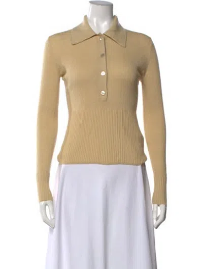 Pre-owned Joseph Merino Wool Long Sleeve Polo In Yellow