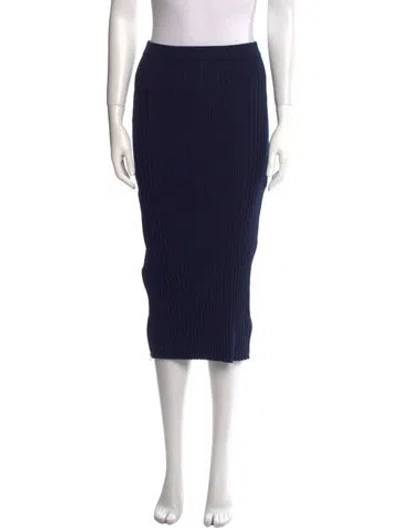 Pre-owned Joseph Merino Wool Midi Length Skirt In Blue