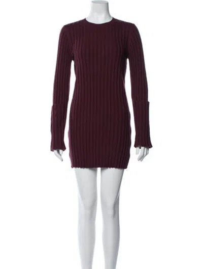 Pre-owned Joseph Merino Wool Mini Dress In Burgundy
