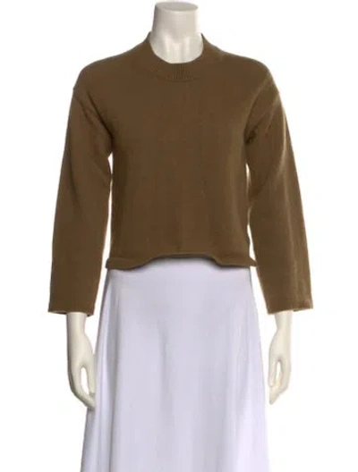 Pre-owned Joseph Merino Wool Mock Neck Crop Top In Brown