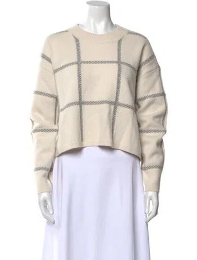 Pre-owned Joseph Merino Wool Plaid Print Sweater In Neutral