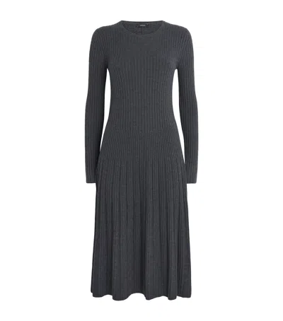 JOSEPH MERINO WOOL RIBBED MIDI DRESS
