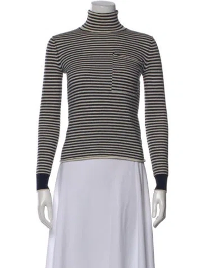 Pre-owned Joseph Merino Wool Striped Sweater In Black