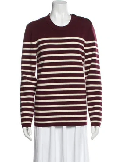 Pre-owned Joseph Merino Wool Striped Sweater In Burgundy