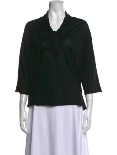 Pre-owned Joseph Merino Wool Tie Neck Top In Black