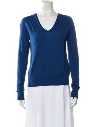 Pre-owned Joseph Merino Wool V-neck Sweater In Blue