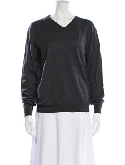Pre-owned Joseph Merino Wool V-neck Sweater In Gray