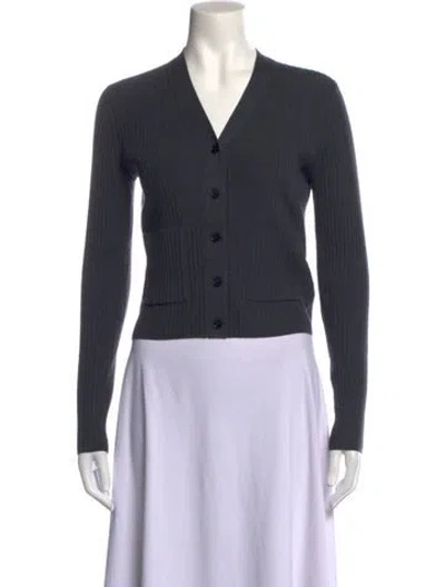 Pre-owned Joseph Merino Wool V-neck Sweater In Grey