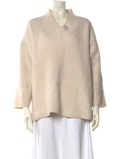 Pre-owned Joseph Merino Wool V-neck Sweater In Neutral