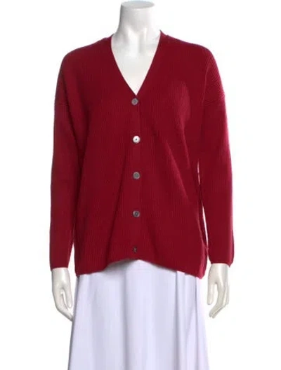 Pre-owned Joseph Merino Wool V-neck Sweater In Red