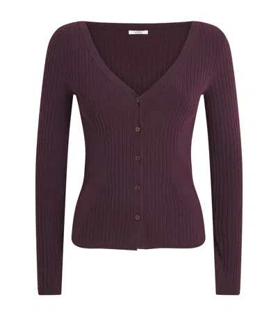 Joseph Merino-blend Ribbed Alba Cardigan In Brown