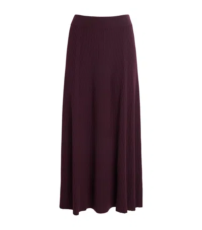 Joseph Merino-blend Ribbed Hallie Midi Skirt In Brown