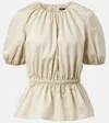 Joseph Merlin Pleated Cotton-sateen Blouse In Sand