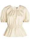 Joseph Merlin Pleated Cotton-sateen Blouse In Neutral