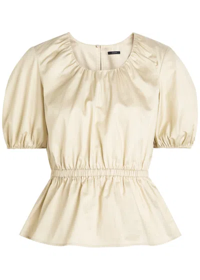 Joseph Merlin Pleated Cotton-sateen Blouse In Neutral