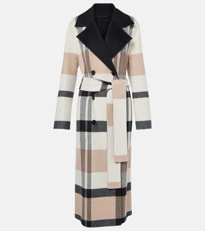 Joseph Merton Reversible Check Wool Coat In Blusher Combo