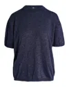 Joseph Metallic Crewneck T-shirt In Navy Blue Cashmere In Blue