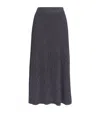 Joseph Ribbed Midi Skirt In Metallic Grey Viscose Lurex In Purple