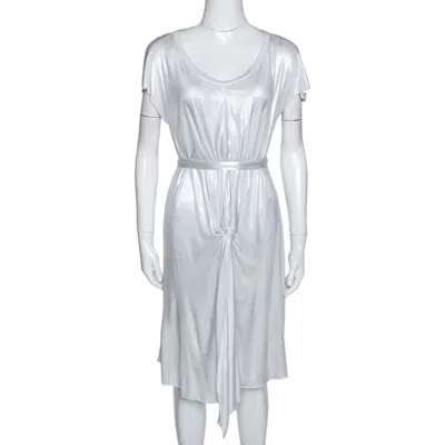 Joseph Metallic Silver Draped Front Mini Dress In White
