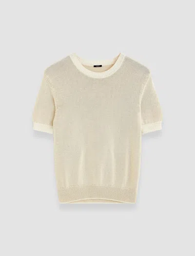 Joseph Micro Stripe Knit Top In Ivory/quail