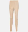 Joseph Mid-rise Suede Leggings In Beige