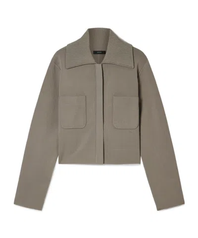 Joseph Milano Cropped Stretch-knit Jacket In Gray