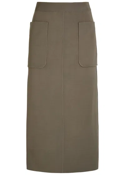 Joseph Milano Panelled Knitted Midi Skirt In Green