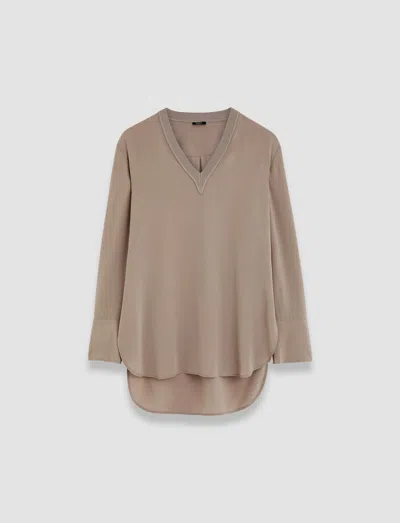 Joseph Miller Crepe De Soie Silk Blouse In Escargot