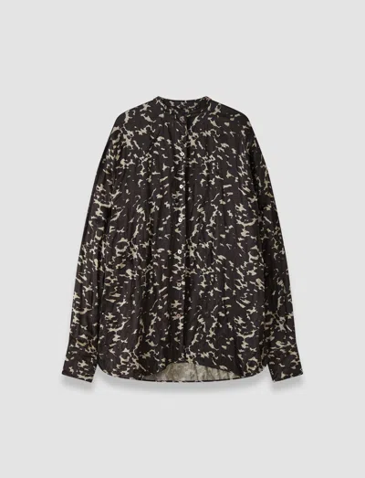 Joseph Millie Printed Crinkle Blouse In Brown
