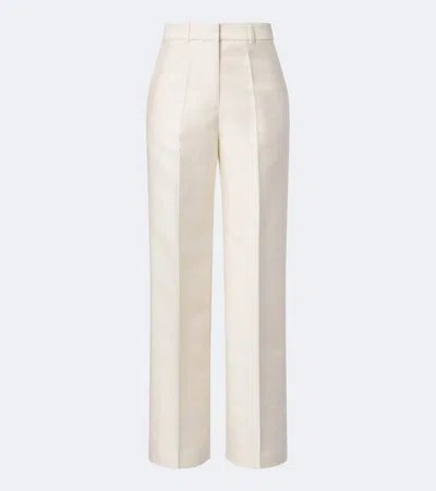 Joseph Mitae Cotton, Linen, And Silk-blend Wide-leg Pants In White