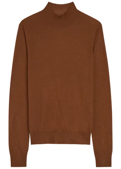 Joseph Mock-neck Cashmere Sweater In Brown