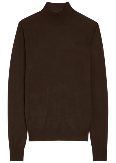 Joseph Mock-neck Cashmere Top In Brown