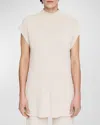 Joseph Mock-neck Grid Knit Tank In Oat