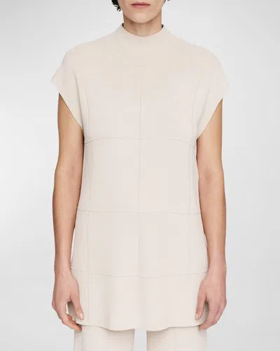 Joseph Mock-neck Grid Knit Tank In Oat