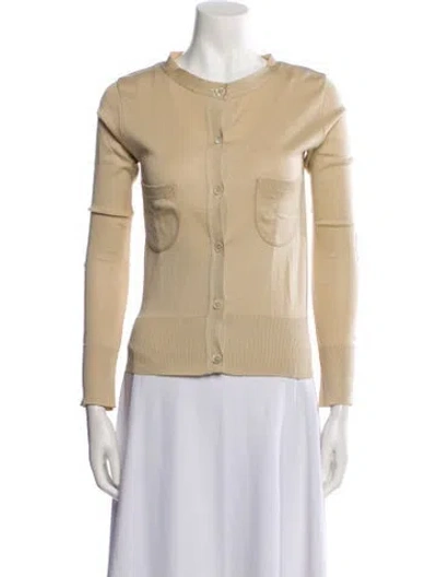 Pre-owned Joseph Mock Neck Long Sleeve Button-up Top In Neutral