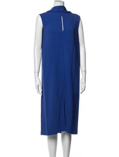 Pre-owned Joseph Mock Neck Midi Length Dress In Blue