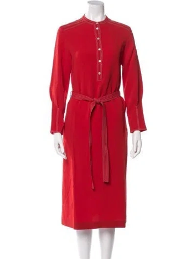 Pre-owned Joseph Mock Neck Midi Length Dress In Orange