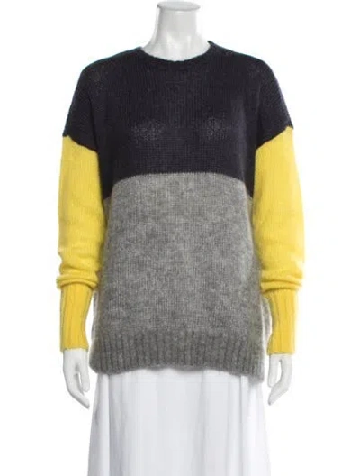 Pre-owned Joseph Mohair Colorblock Pattern Sweater In Blue