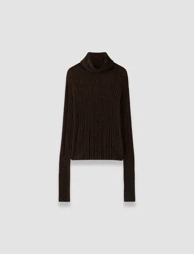 Joseph Molony Sheer Wool Rib Jumper In Brown
