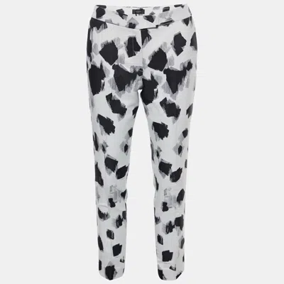 Pre-owned Joseph Monochrome Abstract Jacquard Tapered Leg Pants S In White