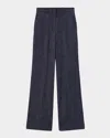 Joseph Womens Cobalt Morissey Flared-leg Mid-rise Wool-blend Denim Trousers In Blue