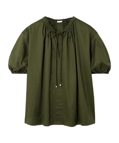 Joseph Nador Belted Pleated Shirt In Green