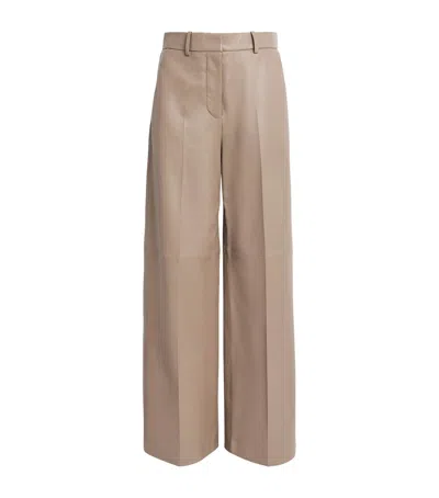 Joseph Nappa Leather Alana Trousers In Beige
