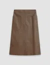 Joseph Nappa Leather Blomfield Skirt In Arabica